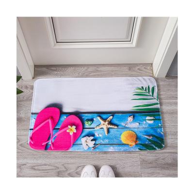 China Washable Door Mat Soft Water Absorption Bathroom Foot Cover Anti Slip Velvet Print Door Mat for sale