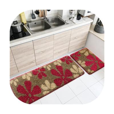 China Non Slip Washable Luxury Kitchen Mat 2 Piece Set Shaggy Pile Kitchen Mats Washable And Cozy Kitchen Floor Mat for sale