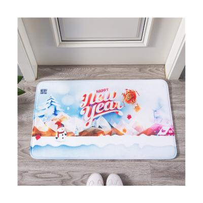 China Christmas Washable Easy Clean Decoration Printed Sponge Mat Home Floor Covers Christmas Welcome Entrance Door Mats for sale