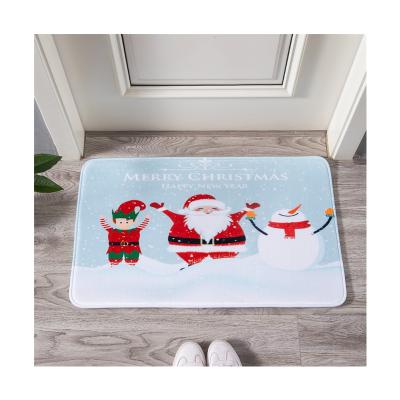 China Customized Non-slip Waterproof Washable Copy Mat Christmas Doormat With Santa Claus Snowman for sale