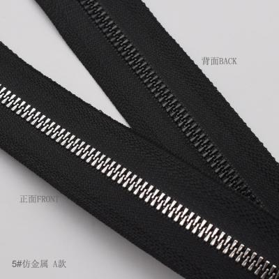 China Black Nickel Free Type 5 Chain Plastic Nylon Zipper Pull Tape Long Chain Zipper for sale