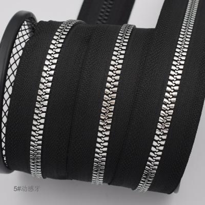 China #5 Tooth Nickel Free Molded Nylon Long Chain Zipper Pulls For Handbags for sale