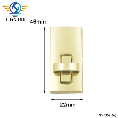 China Wholesale Eco-friendly Gold Plated Metal Square Twist Lock Rectangle Purse Lock Turn Lock For Bag Hardware for sale