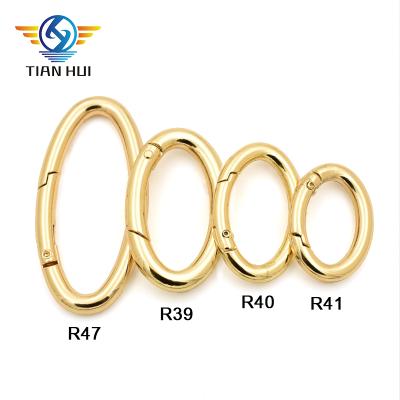 China Eco-Friendly Oval Door Ring Opening Metal Gold Spring Ring for sale