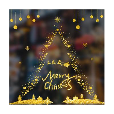 China Glueless Electrostatic Christmas Window Stickers Decorative Christmas Window Stickers Self Adhesive with Shopping Mall Hotel Decoration for sale