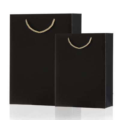 China Strong lift Logo Paper Bag custom made black, gift bags with handles, luxury custom style for sale