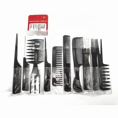 China High Quality Salon Barber Styling Cutting Tools 2021 Private Label Customize Hair Styling Cutting Plastic Barber Hair Comb Set 10 Pcs for sale