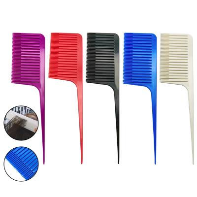 China Salon Hairdresser Anti-Static Wide Tooth Weaving Combs High Heat Resistant Ignition Dye Comb Rat Tail Comb for sale