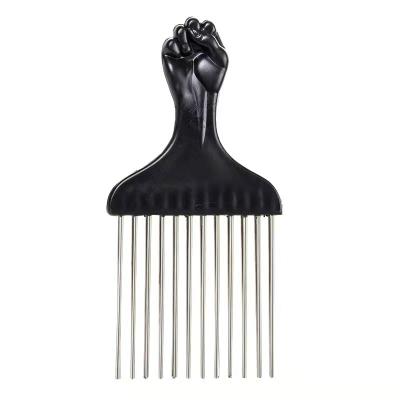 China Professional Salon Hair Styling Tools Insert Comb Afro Hair Comb Metal Wave Hair Pick Comb Wide Tooth for sale