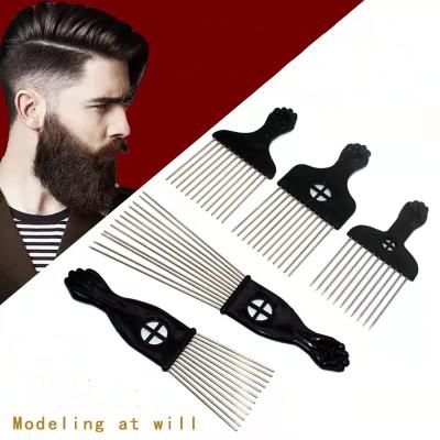 China Selection Professional Wide Afro Comb Barber Comb Metal Tooth Hair Salon Barber Shop Tools Stainless Steel for sale