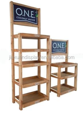 China Display Wine Beverage Wine Display Unit/Stand 3-Layer Wooden Rack/Beer Shelf Display for sale