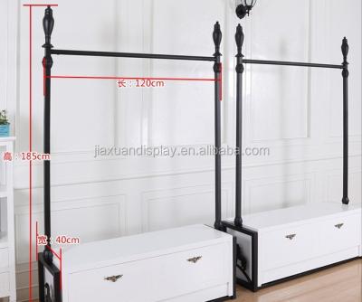 China Supermarket High-grade Iron Frame With Wooden Floor Combination Clothing Store Display Iron Shelf for sale