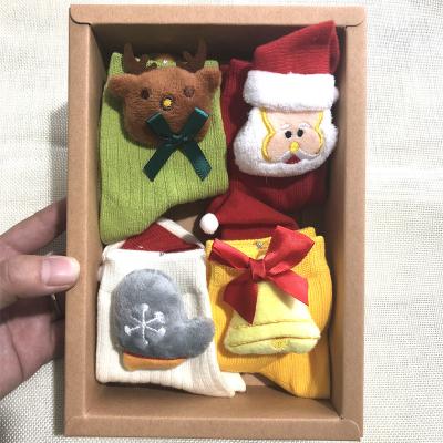 China Lovely Warm Breathable High Quality Cotton 3D Jacquard Christmas Cozy Baby Socks Festival Gift Box for sale