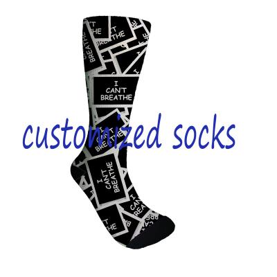 China High Quality Breathable Wholesale Fashion Sublimated OEM Logo Seamless 360 Custom Photo Print Printed Socks For Men for sale