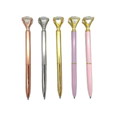 China Custom Crystal Multi Color Printing Logo Rhinestone Metal Ballpoint Pen Crystal Diamond Metal Ball Pens Promotional Big Top Luxury Diamond for sale