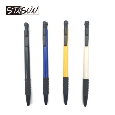 China Fluent Writing STASUN Promotional Classic Simple Basic Cheap Plastic Retractable Ball Pen With Grip for sale