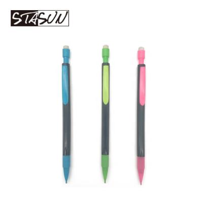 China STASUN Stationery Plastic Top Sell Plain Hex Plastic Retractable Custom Mechanical Pencil For School for sale