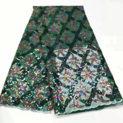 China New African High Quality Brocade Embroidered Lace Fabric Fashionable Clothing Fabric Shrink-Resistant Sequins for sale