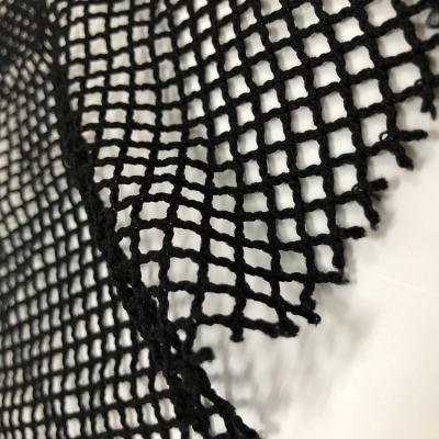 China High Quality Shrink-Resistant Polyester Jacquard Embroidered Hollow Design Pure Black Durable Lace Fabric for sale