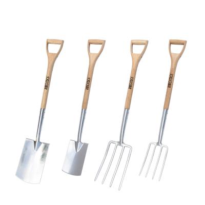 China Durable Wholesale Polished Head D ASH Wood Handle Gardening Shovel Traditional Stainless Steel Shovel Set With Handle Gardening for sale