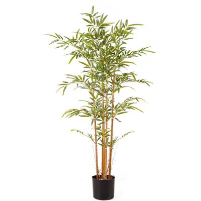 China Environmental Friendly Green Leaves Artificial Room Pot Decorative Artificial Bamboo Tree Plants Indoor Picking for sale