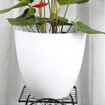 China Feature Durable Plastic Flower Pots Desktop Garden Table Decoration White Oval Flower Pot for sale