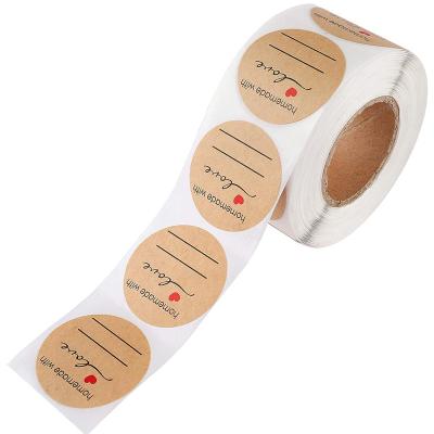 China Handmade Eco-Friendly Custom Round Adhesive With Love Stickers DIY Thank You Label Sticker Roll for sale