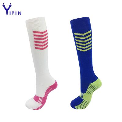 China QUICK DRY Cotton Fancy Stripe Men Football Anti-Slip Breathable Socks Knee High for sale