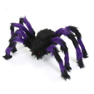 China Halloween Party Decor Plush Spiders and Cobweb Crawling Plush Scary Halloween Props for Halloween Decorations Gifts for sale