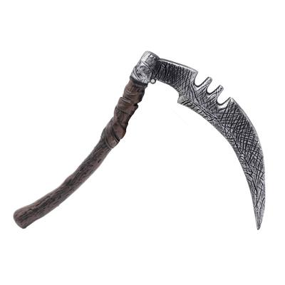 China Halloween Scythe Cosplay Costume Prop Pickaxe Gift Halloween Cosplay Scythe With Iron Chains Sickle Weapon Prop Halloween Costume Weapon for sale