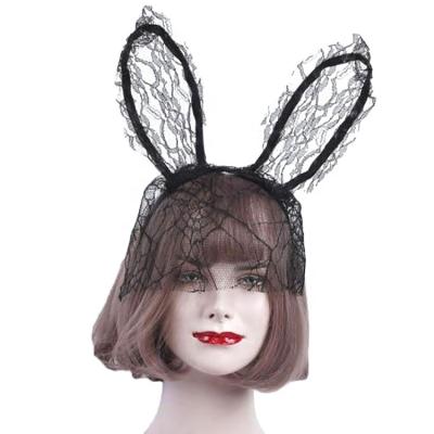 China Bunny Ears Lace Mask Gauze Rabbit Ears Masking Headband Masquerade Dance Party Veil Masquerade for Party Sexy Halloween Mask for sale