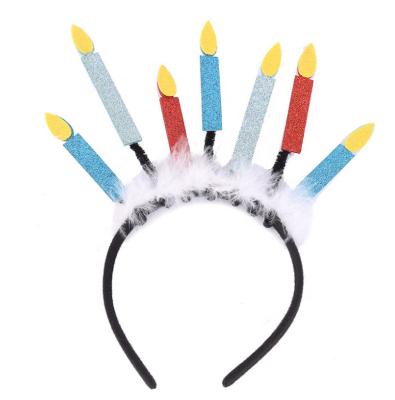 China Multicolor Headbands Happy Birthday Candle Headband For Girls Hair Circle Party Accessory For Birthday Candle Headband for sale