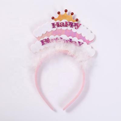 China Headbands Happy Birthday Hat Candles Headband Party Hats Birthday Photo Props Gifts Costume Accessories Pink Cake Headband for sale