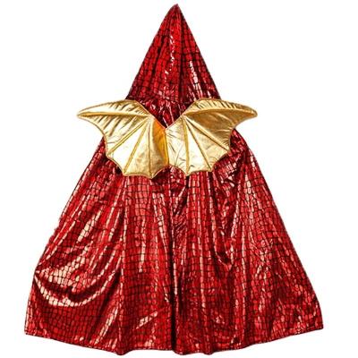 China Polyester Role Play Hooded Short Red With Wings Cloak Children's Cosplay Hood Cape Halloween Dinosaurs Anime Mask Dragon Toddler Cloak for sale