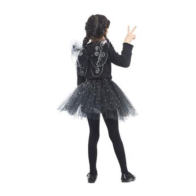 China Polyester Halloween 3 Layered Shiny Fluffy Tutus Ballet Tulle Tutu Skirt For 3-9T Kids Girls Elves Wings Glowing Skirt Halloween Costume for sale