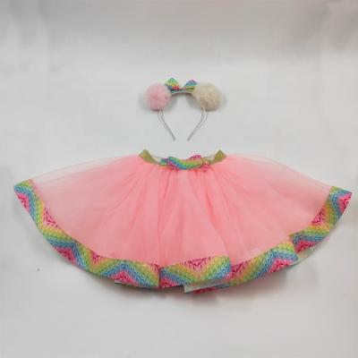 China Polyester Girls Princess Tutu Skirt And Pompoms Headband For Birthday Christmas Party Girl Tutu Dress Princess Dress for sale