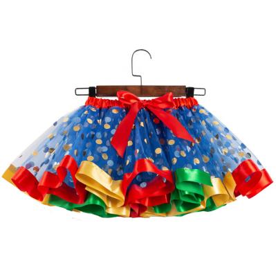 China Polyester Baby Halloween Tutu With Bowknot Banded Colorful Mesh Cake Skirt Kids Halloween Christmas Party Dress Toddler Girl for sale