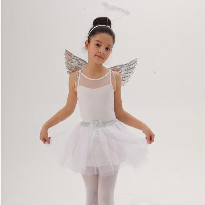 China Eco-friendly Halloween cosplay costume Angel Wings Halo silver headband with tutu skirt for kids girls birthday party gift favors for sale