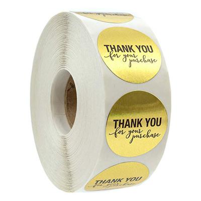 China Custom Self Adhesive Scratch-Off Round Roll Gold 500 Wedding Label Thank You Sticker for sale