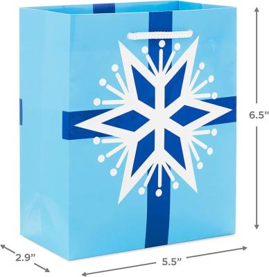 China Recycled Materials Paper Bag Small Christmas Shopping Gift Bags (Blue Christmas Icons, 5 Packs) Flat Paper Merchandise Bags Custom for sale