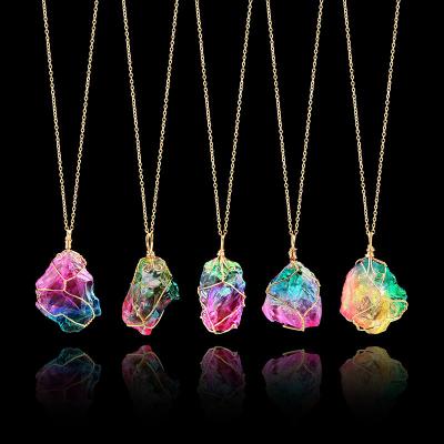 China 2020 CLASSIC Jewelry Wholesale Colorful Natural Stone Necklace Pendant Necklace Beads Necklace for sale