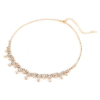 China 2021 New Style Fashion Wavy Necklace Carnelian Rhinestone Claw Necklace TRENDY Crystal Chain Necklace for sale