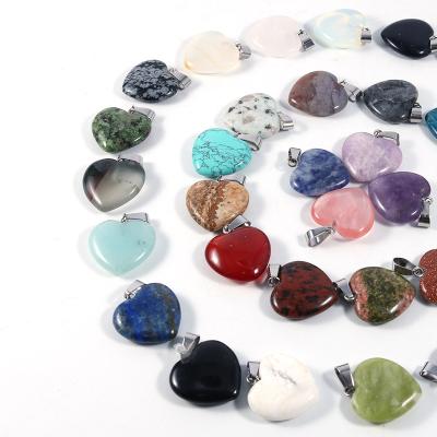 China Durable 2mm heart shape mix color color pendant accessories natural stone gemstone pendant for necklace jewelr for sale