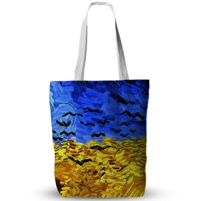 China Fashion Van Gogh Shopping Bag Graphic Tote Shopper Bag Women Canvas Shoulder Bag for sale