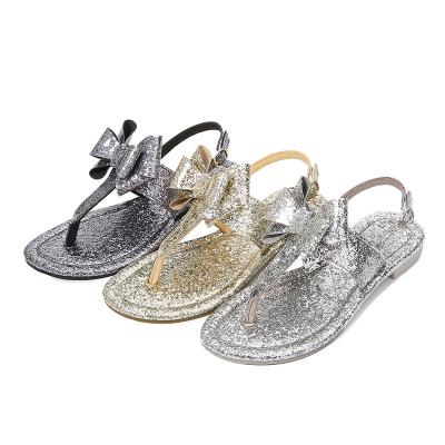 China EVA 2022 new European and American sequin rhinestone ladies crystal flip flops high heels outside the thick bottom wear beach sandals for sale