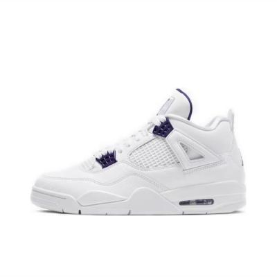 China HIGH END VERSION PVC Jordan 4 Retro Purple Mens Womens Metallic Sneakers Fashion Sports Casual Basketball Shoes for sale