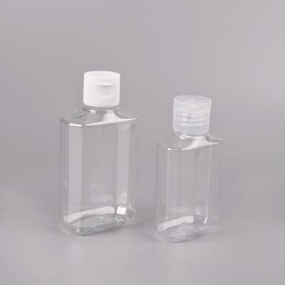 China Cosmetic Portable PET With One Hand Cap Hand Sanitizer Wholesale Empty Bottle 30ml 60ml Pet Plastic Household Products for sale