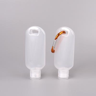 China Personal Care 30ml 60ml PET Bottle Lotion Bottles Hand Hook Sanitizer Key Chain Travel Bottle Set With Hook for sale