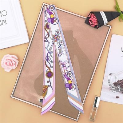 China Shortly 2022 New Korean Ladies Shrink Long Leopard-copy Diamond Small Scarf Headscarf Ribbon Scarf Wholesale for sale