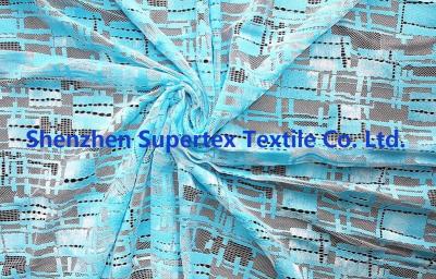 China Cotton Nylon Jacquard Mesh Lace Women'S Clothing Fabric Blue Color for sale